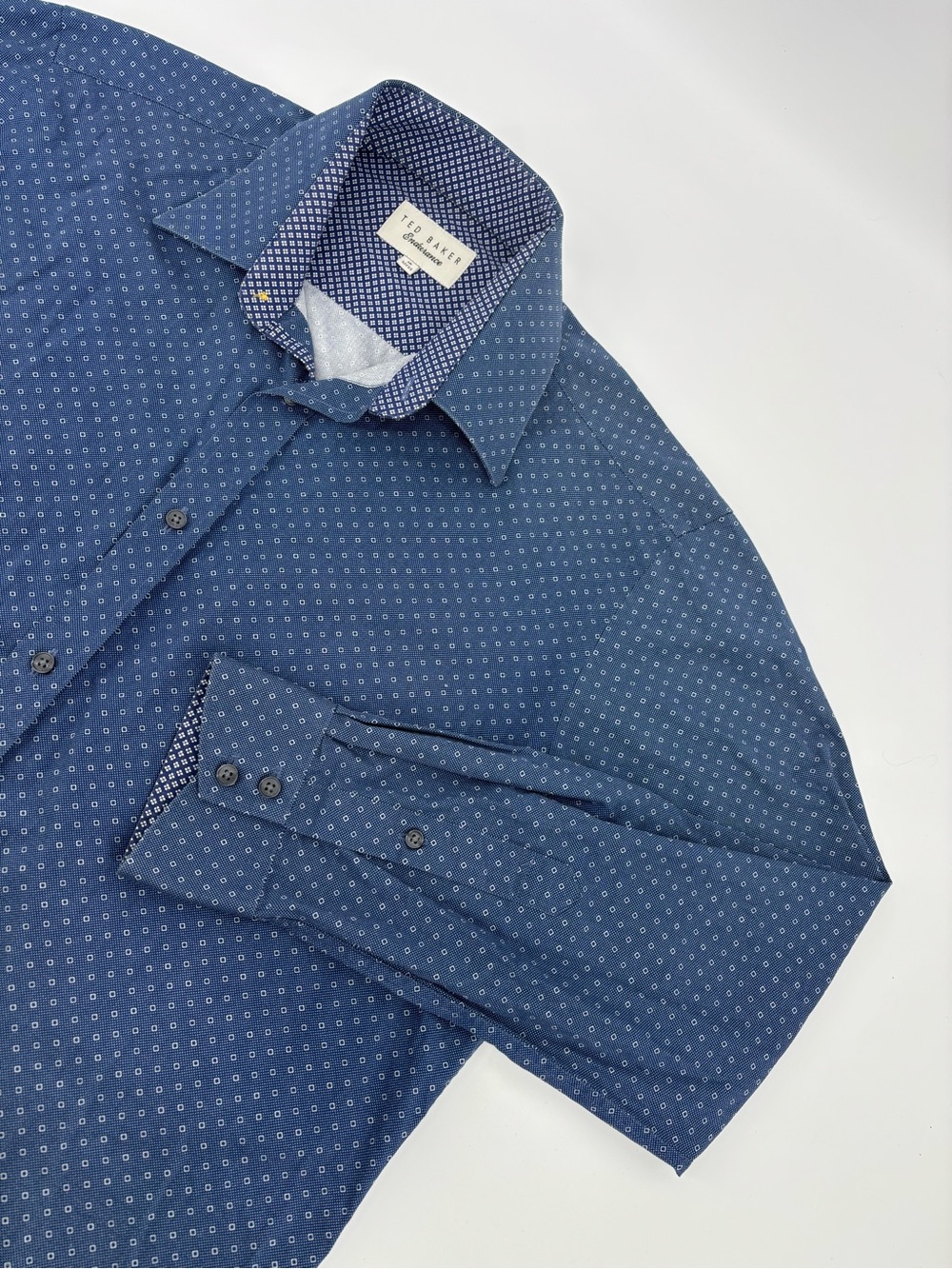 Ted Baker Endurance Byrne Shirt Men 16 32/33 Blue Geometric Long Sleeve Cotton